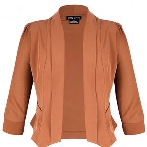 City Chic Cropped Drapey Blazer Jacket NWT Ginger